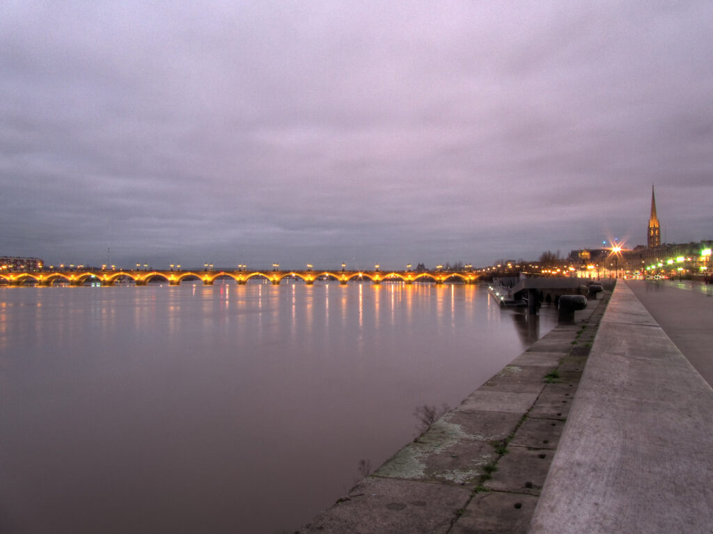 Pont de Pierre bridge over the Garonne in Bordeaux